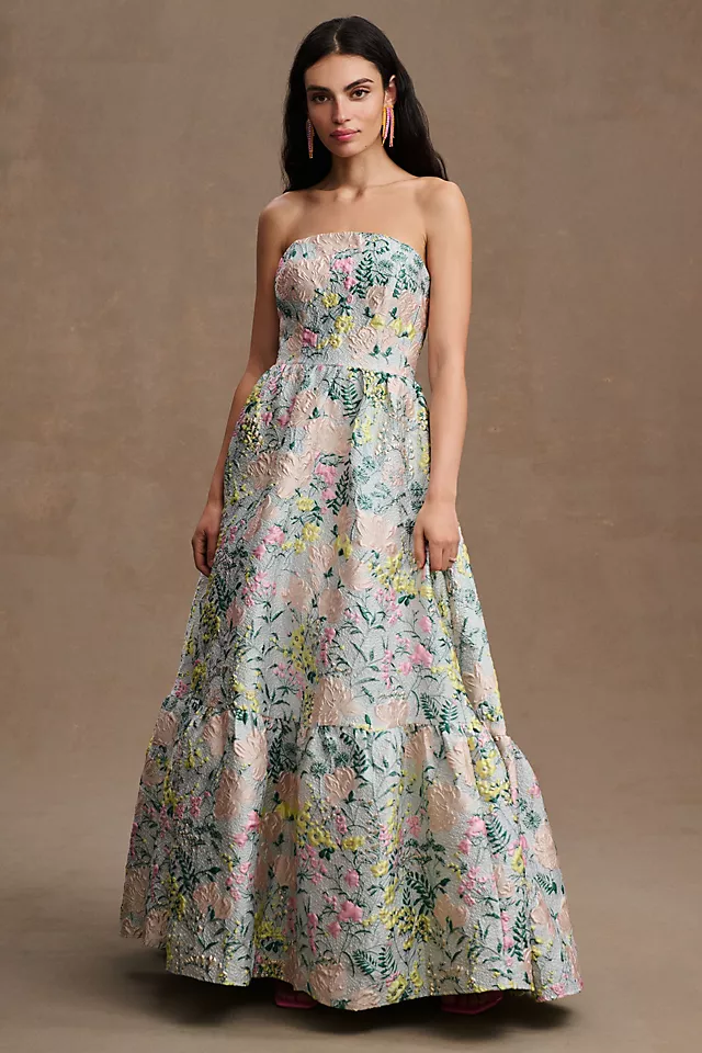 Mac Duggal Amelie Floral Brocade Strapless Gown 3 Mac Duggal Amelie Floral Brocade Strapless Gown