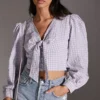 Anthropologie Maeve Cropped Gingham Blouse -Fashion Clothing Shop 82866484 050 m