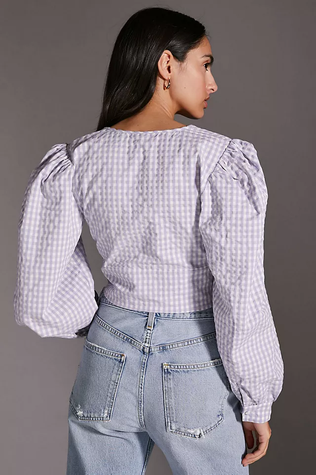 Anthropologie Maeve Cropped Gingham Blouse 4 Anthropologie Maeve Cropped Gingham Blouse - Image 2
