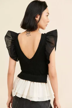 En Saison Mixed Media Top -Fashion Clothing Shop 83418020 001 m2