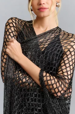Metallic Crochet Fringed Kimono -Fashion Clothing Shop 83426023 001 b2