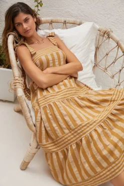 Blue Tassel Shoulder-Tie Midi Dress -Fashion Clothing Shop 83689364 070 b3