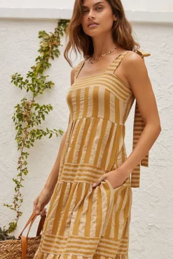 Blue Tassel Shoulder-Tie Midi Dress -Fashion Clothing Shop 83689364 070 b4