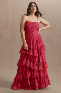 BHLDN Thalia Printed Ruched Square-Neck Ruffle Chiffon Gown 18 BHLDN Thalia Printed Ruched Square-Neck Ruffle Chiffon Gown -Fashion Clothing Shop 83940064 266 c