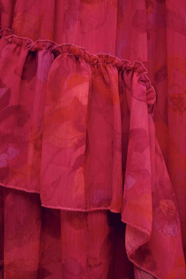 BHLDN Thalia Printed Ruched Square-Neck Ruffle Chiffon Gown 8 BHLDN Thalia Printed Ruched Square-Neck Ruffle Chiffon Gown - Image 6