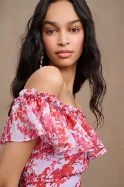 Sachin & Babi Riley Ruffled Off-Shoulder Chiffon Gown -Fashion Clothing Shop 84175546 064 b5