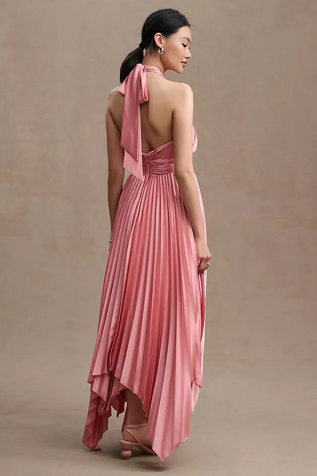 Mac Duggal Pleated A-Line Asymmetrical Halter Gown 5 Mac Duggal Pleated A-Line Asymmetrical Halter Gown - Image 3