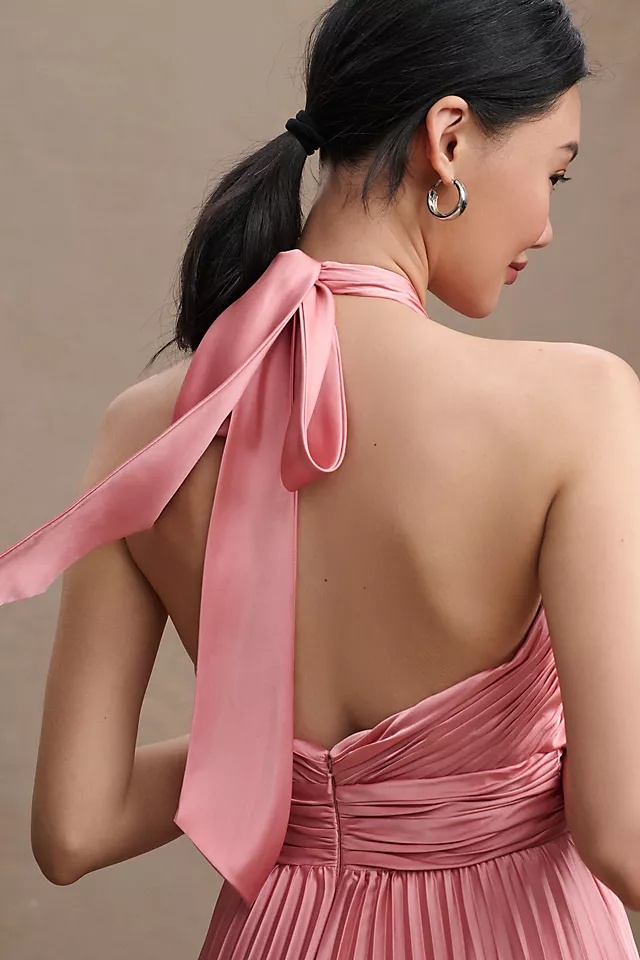 Mac Duggal Pleated A-Line Asymmetrical Halter Gown 6 Mac Duggal Pleated A-Line Asymmetrical Halter Gown - Image 4