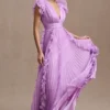 Mac Duggal Pleated Flutter-Sleeve Deep-V Empire-Waist Gown -Fashion Clothing Shop 84207638 055 b
