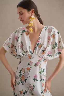 BHLDN Leila Deep-V Flutter-Sleeve Satin A-Line Gown -Fashion Clothing Shop 84351519 038 b3