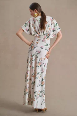 BHLDN Leila Deep-V Flutter-Sleeve Satin A-Line Gown -Fashion Clothing Shop 84351519 038 b4