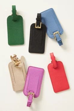 Anthropologie Wanderer Contrast Leather Luggage Tag
