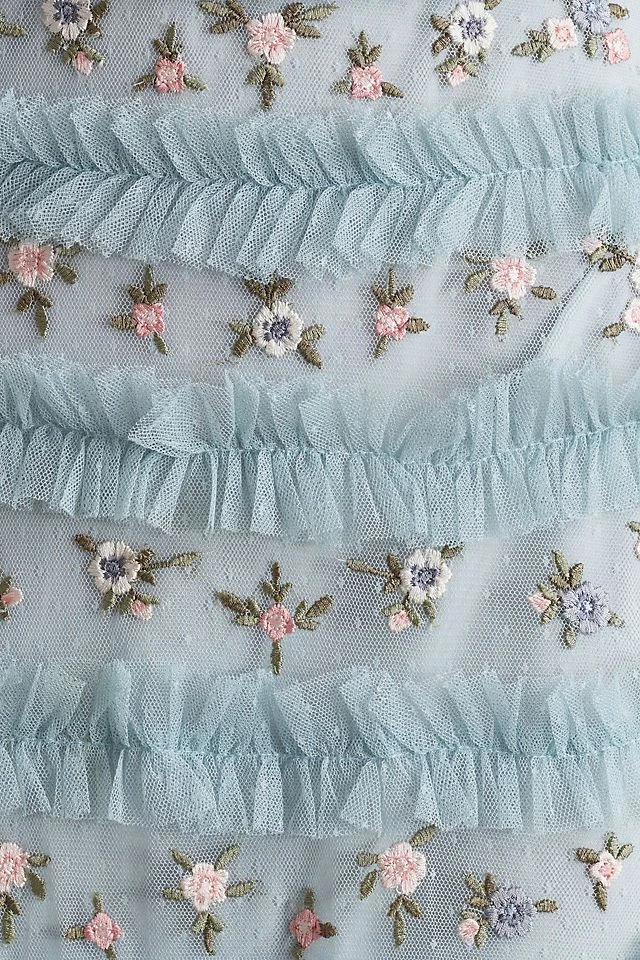 Mac Duggal High-Neck Ruffled Tiered Floral Gown 6 Mac Duggal High-Neck Ruffled Tiered Floral Gown - Image 4