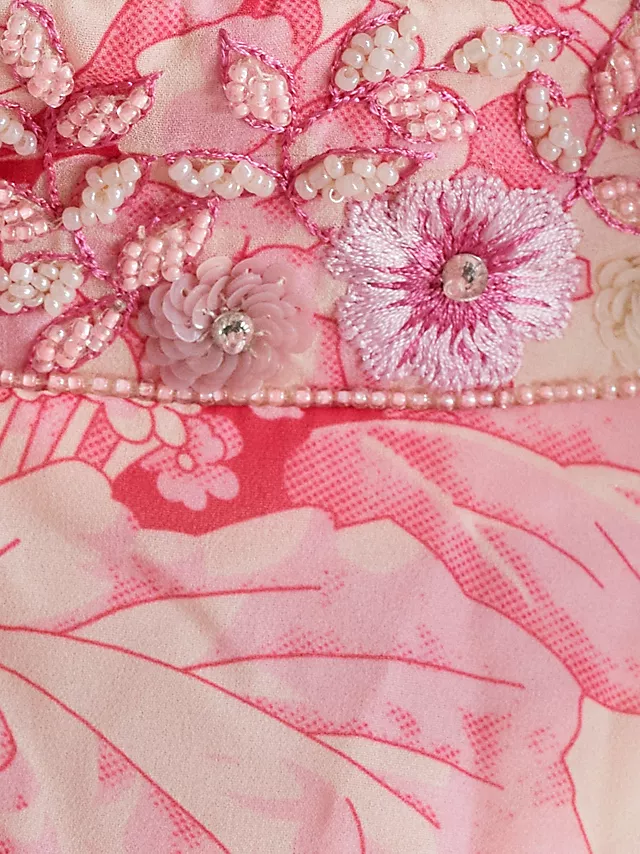 Mac Duggal Floral Flutter Cap-Sleeve V-Neck Lace-Up Gown 7 Mac Duggal Floral Flutter Cap-Sleeve V-Neck Lace-Up Gown - Image 5